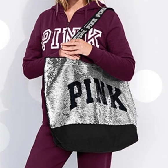 Victoria Secret Pink Flip Sequin Tote Bag NEW - Picture 3 of 8